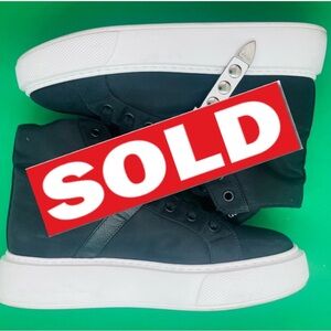 AUTHENTIC PRADA CALZATURE DONNA NYLON HIGHTOP PLATFORM GABARDINE SNEAKERS